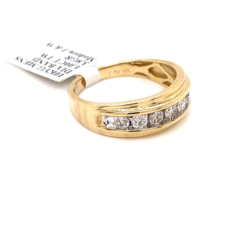 10k Yellow Gold 1.00 CT Diamond Men's Wedding Band