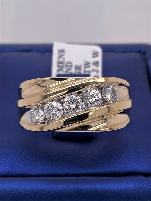 14k Yellow Gold 1.50 CT Diamond Men's Wedding Band