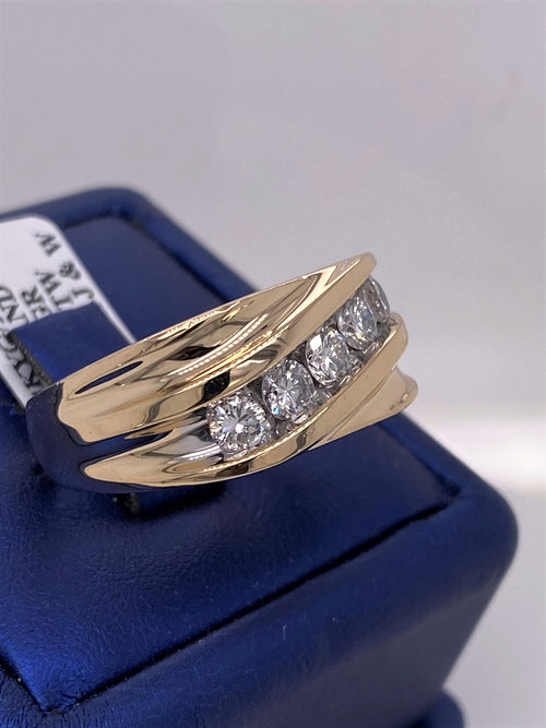 14k Yellow Gold 1.50 CT Diamond Men's Wedding Band