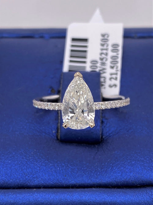 EGL Cert.18k White Gold 1.50 CT Pear Cut Diamond Engagment Ring