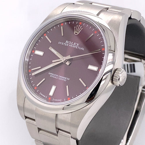 Pre-Owned Rolex Oyster Perpetual Grape Dial Steel 39mm Watch 114300 philadelphia