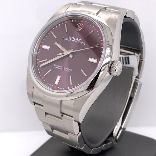 Pre-Owned Rolex Oyster Perpetual Grape Dial Steel 39mm Watch 114300 philadelphia