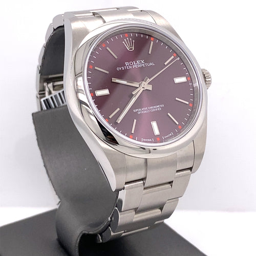 Pre-Owned Rolex Oyster Perpetual Grape Dial Steel 39mm Watch 114300 philadelphia