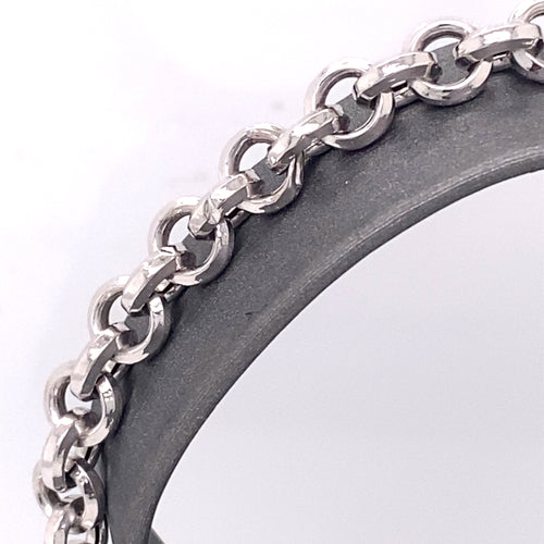 14k White Gold Ladies Chain Bracelet