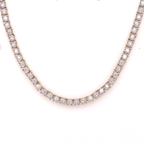 10k Yellow Gold 7.25 CT Diamond Tennis Necklace
