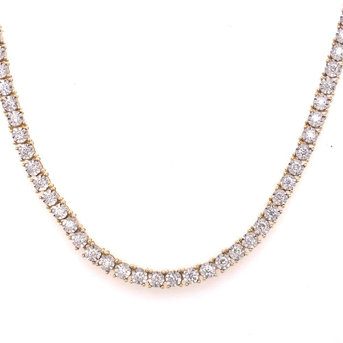 10k Yellow Gold 7.25 CT Diamond Tennis Necklace