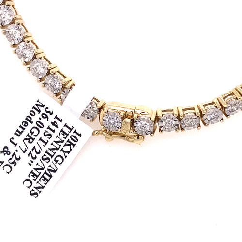 10k Yellow Gold 7.25 CT Diamond Tennis Necklace