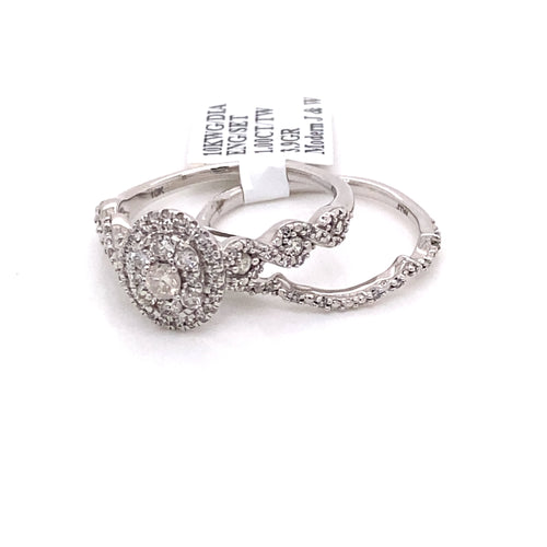 10k White Gold 1.00 Ct Diamond Engagement Ring Set