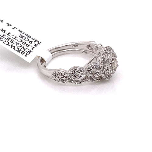 10k White Gold 1.00 Ct Diamond Engagement Ring Set