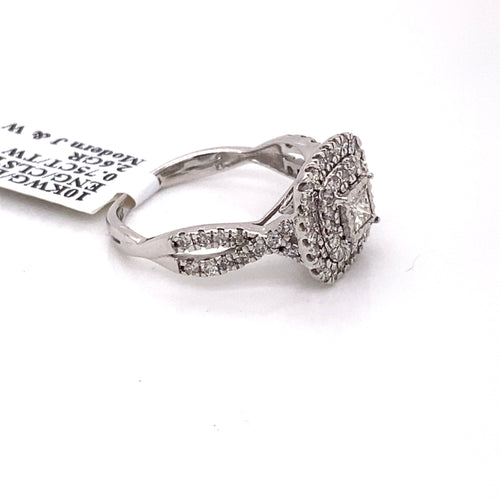 10k White Gold 0.75 CT Diamond Cluster Engagement Ring