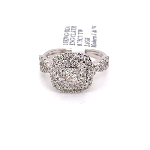 10k White Gold 0.75 CT Diamond Cluster Engagement Ring