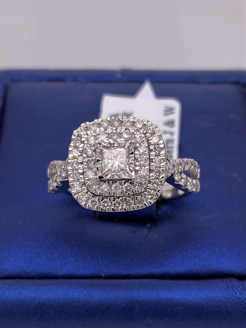 10k White Gold 0.75 CT Diamond Cluster Engagement Ring