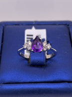 14k White Gold 1.00 CT Diamond & Amethyst Ladies Ring
