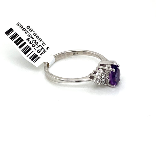 14k White Gold 1.00 CT Diamond & Amethyst Ladies Ring