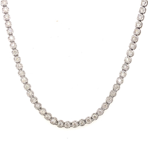 10k White Gold 6.00 CT Diamond Tennis Necklace