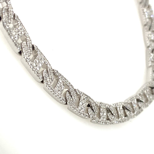 18k White Gold, 14.00 CT Diamond Link Chocker Necklace