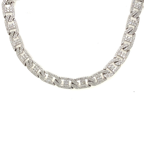 18k White Gold, 14.00 CT Diamond Link Chocker Necklace