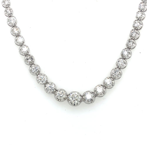 14k White Gold 12.50 CT Diamond Graduating Tennis Necklace