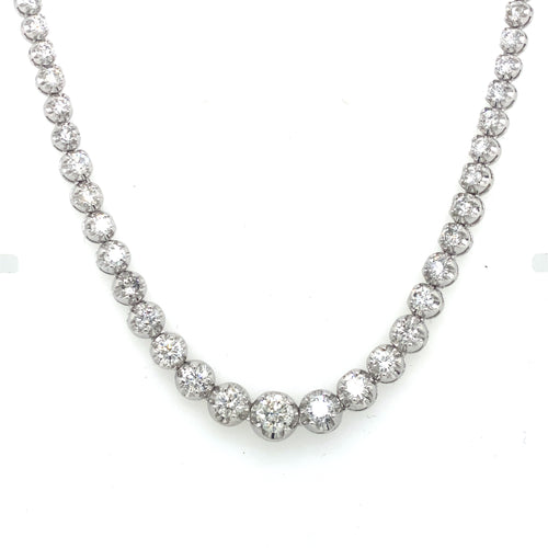 14k White Gold 12.50 CT Diamond Graduating Tennis Necklace