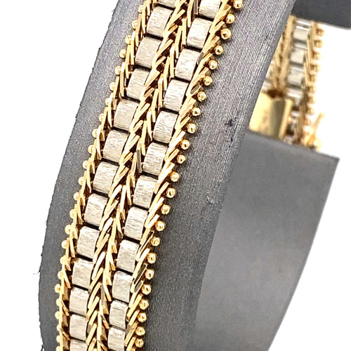 14k Two Tone Solid Gold Ladies Fancy Bracelet