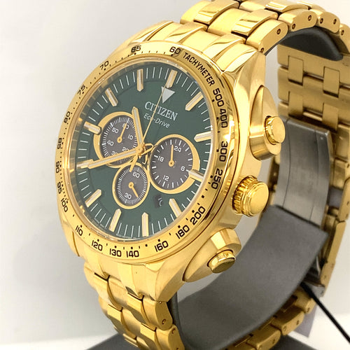 Citizen Carson Green Dial Gold Plated Seel 43mm Watch, CA4542-59X