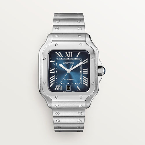 Cartier De Santos Cartier Steel & Blue Dial 39.8mm Watch, WSSA0030