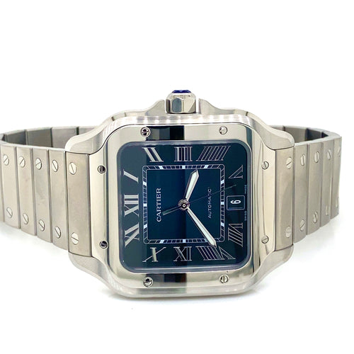 Cartier De Santos Cartier Steel & Blue Dial 39.8mm Watch, WSSA0030