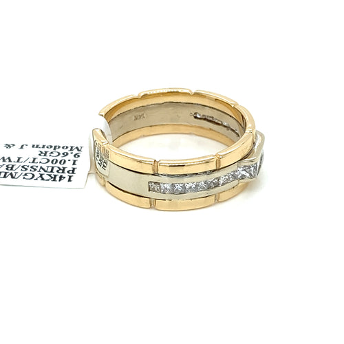 14k Yellow Gold 1.00 CT Diamond Men's Band