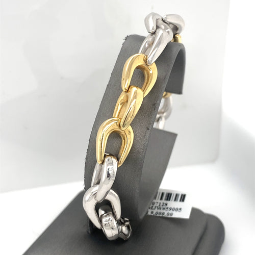 14K Two Tone Gold Fancy Link Bracelet