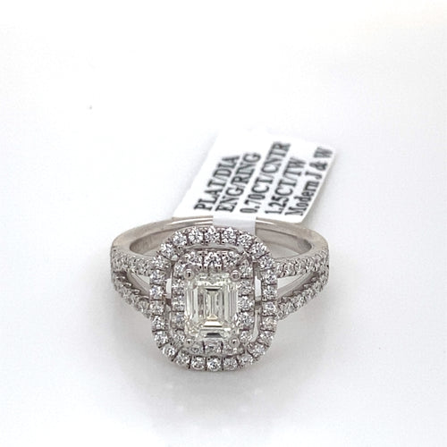 Platinum 1.25 CT Emerald Diamond Engagement Ring