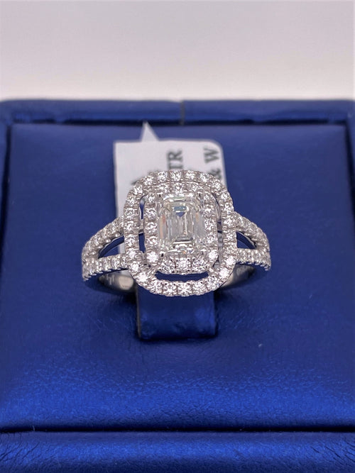 Platinum 1.25 CT Emerald Diamond Engagement Ring