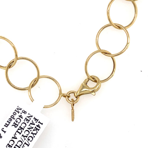 14k Yellow Gold Fancy Circle Link Ladies Necklace, S107137