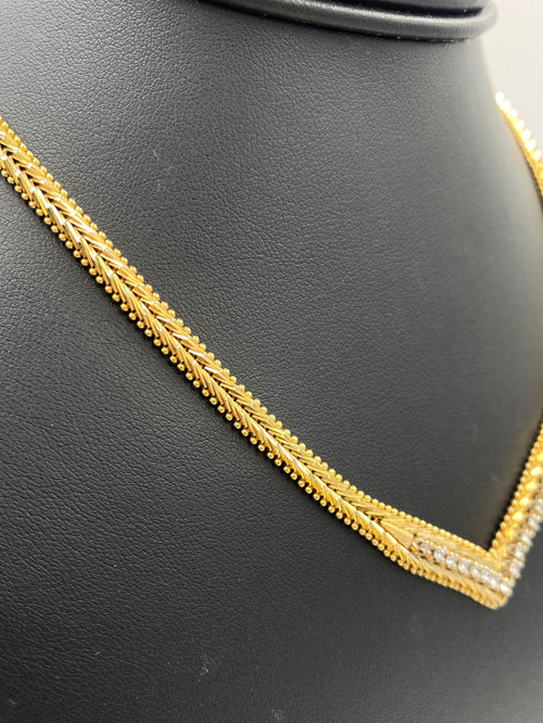 14k Yellow Gold 0.75 CT Diamond Fox Tail Necklace