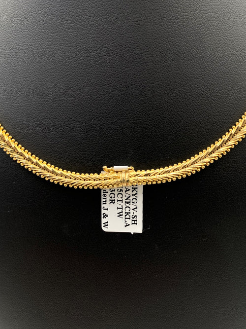 14k Yellow Gold 0.75 CT Diamond Fox Tail Necklace