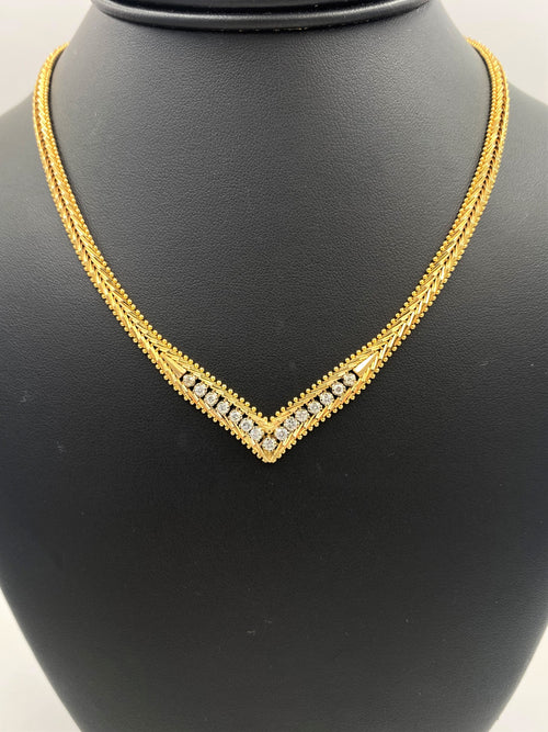 14k Yellow Gold 0.75 CT Diamond Fox Tail Necklace