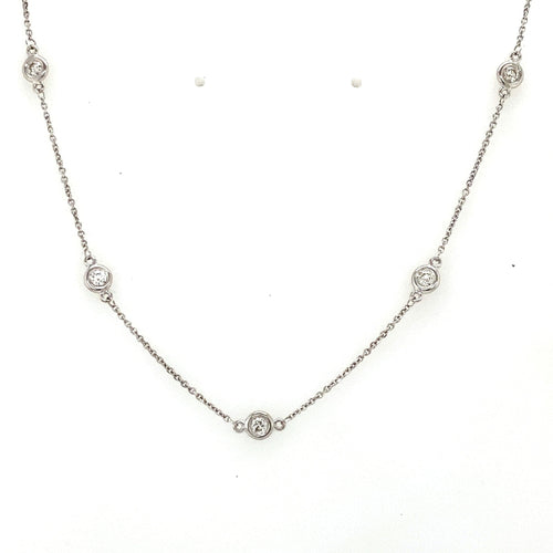 14k White Gold 1.25 CT Diamond By The Yard Necklace