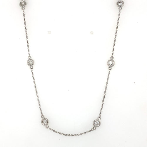 14k White Gold 1.25 CT Diamond By The Yard Necklace