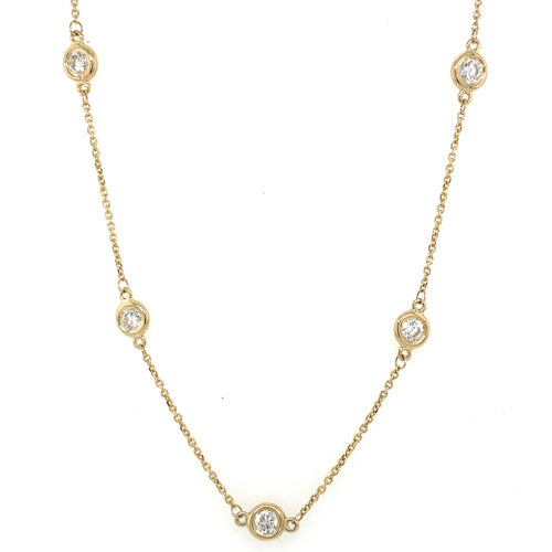 14k Yellow Gold 1.95 CT Diamond By The Yard Necklace
