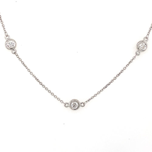 14k White Gold 1.25 CT Diamond By The Yard Necklace