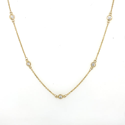 14k Yellow Gold 0.75 CT Diamond By The Yard Necklace