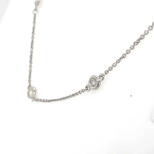 14k white Gold 1.00 CT Diamond By The Yard Necklace
