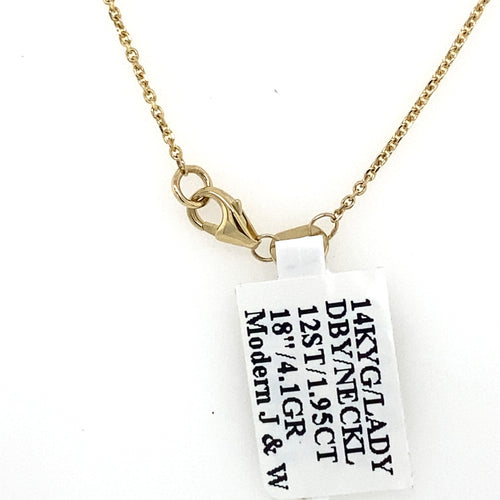 14k Yellow Gold 1.95 CT Diamond By The Yard Necklace, S107121