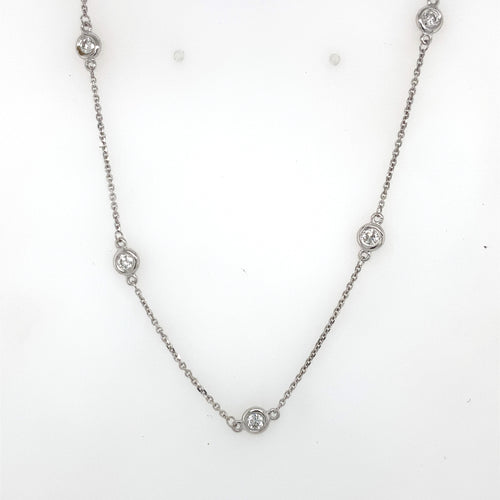 14k White Gold 1.00 CT Diamond By The Yard Necklace