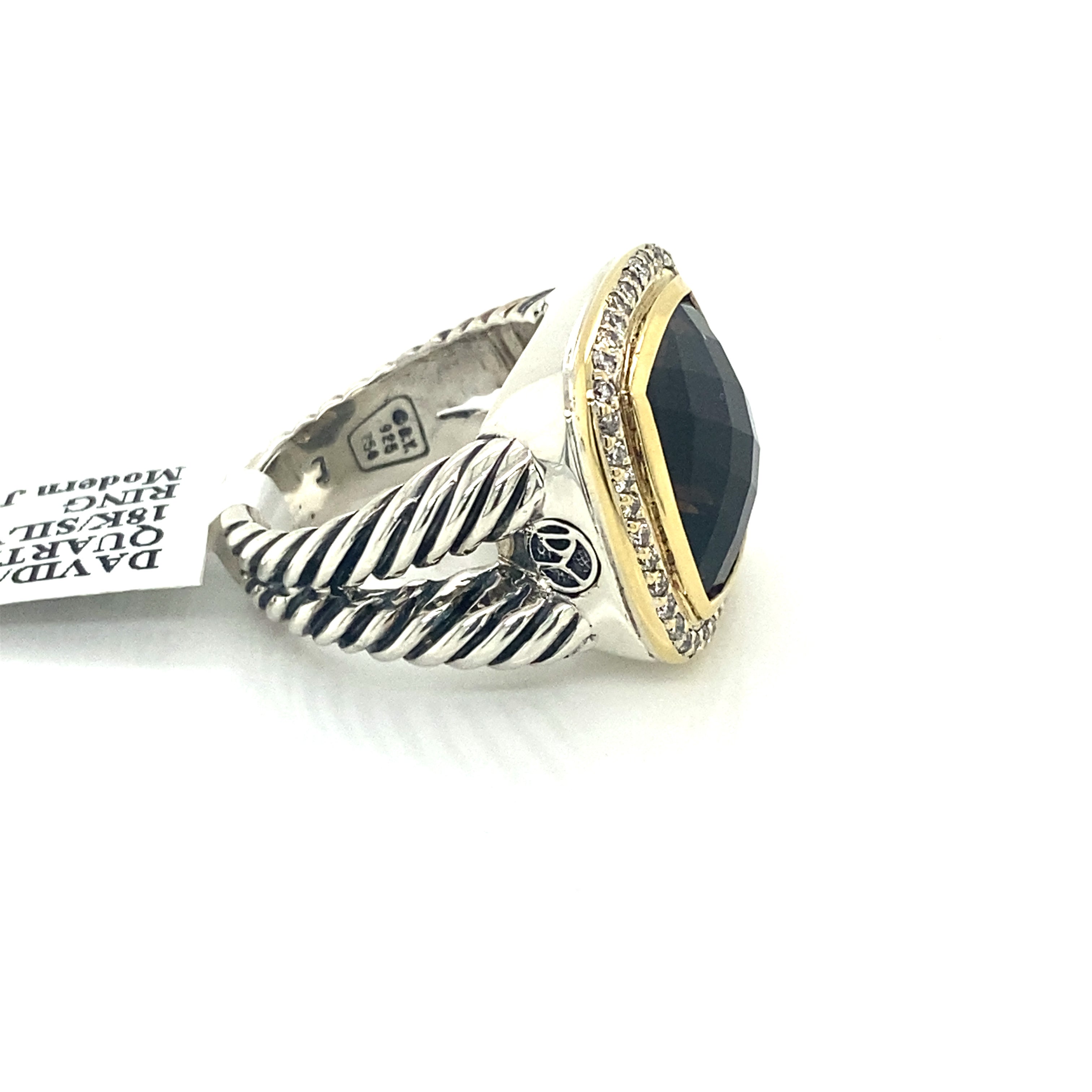 レア　David Yurman 925 ダイヤモンド　天然プラシオライト　リング Vintage David Yurman Signature Collection Sterling Silver
