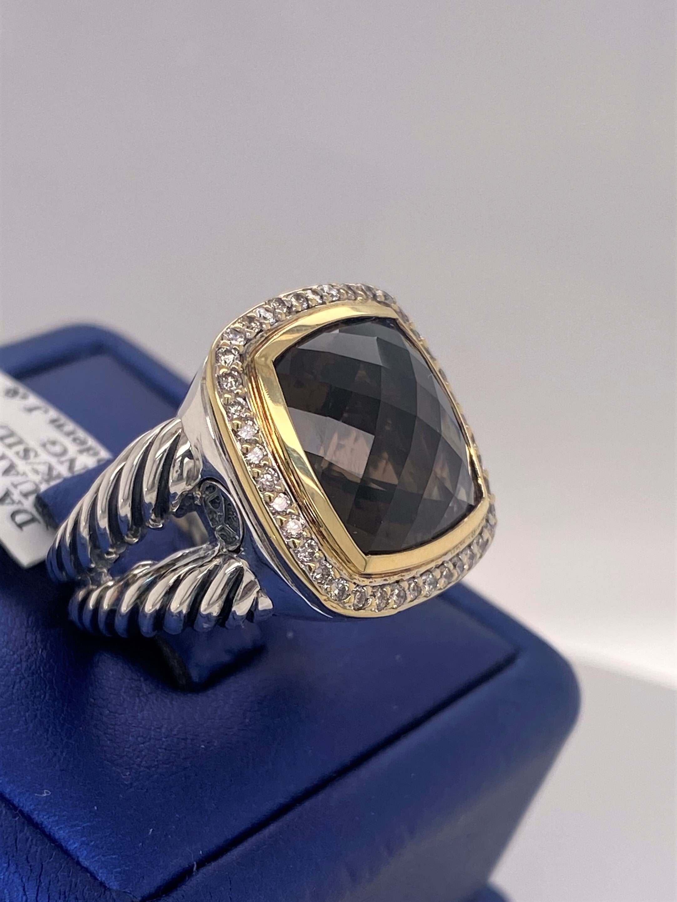 レア　David Yurman 925 ダイヤモンド　天然プラシオライト　リング David Yurman prasiolite ring with diamonds cable wrap in