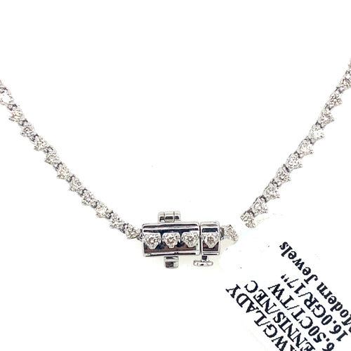 14K White Gold 6.50 CT Diamond Tennis Necklace