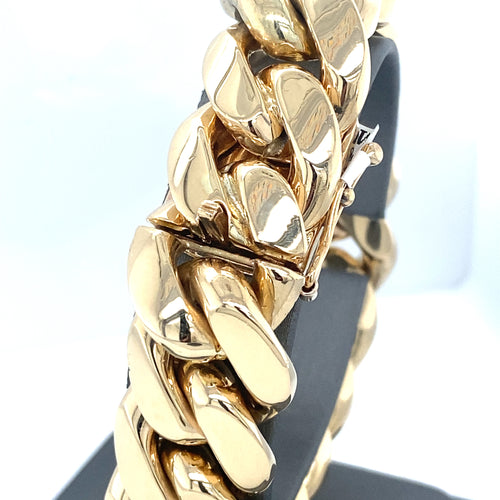 14k Yellow Gold Miami Cuban Link Men's Bracelet