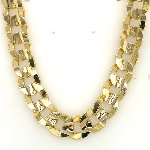 14K Yellow Gold Cuban Link Mens Chain Necklace