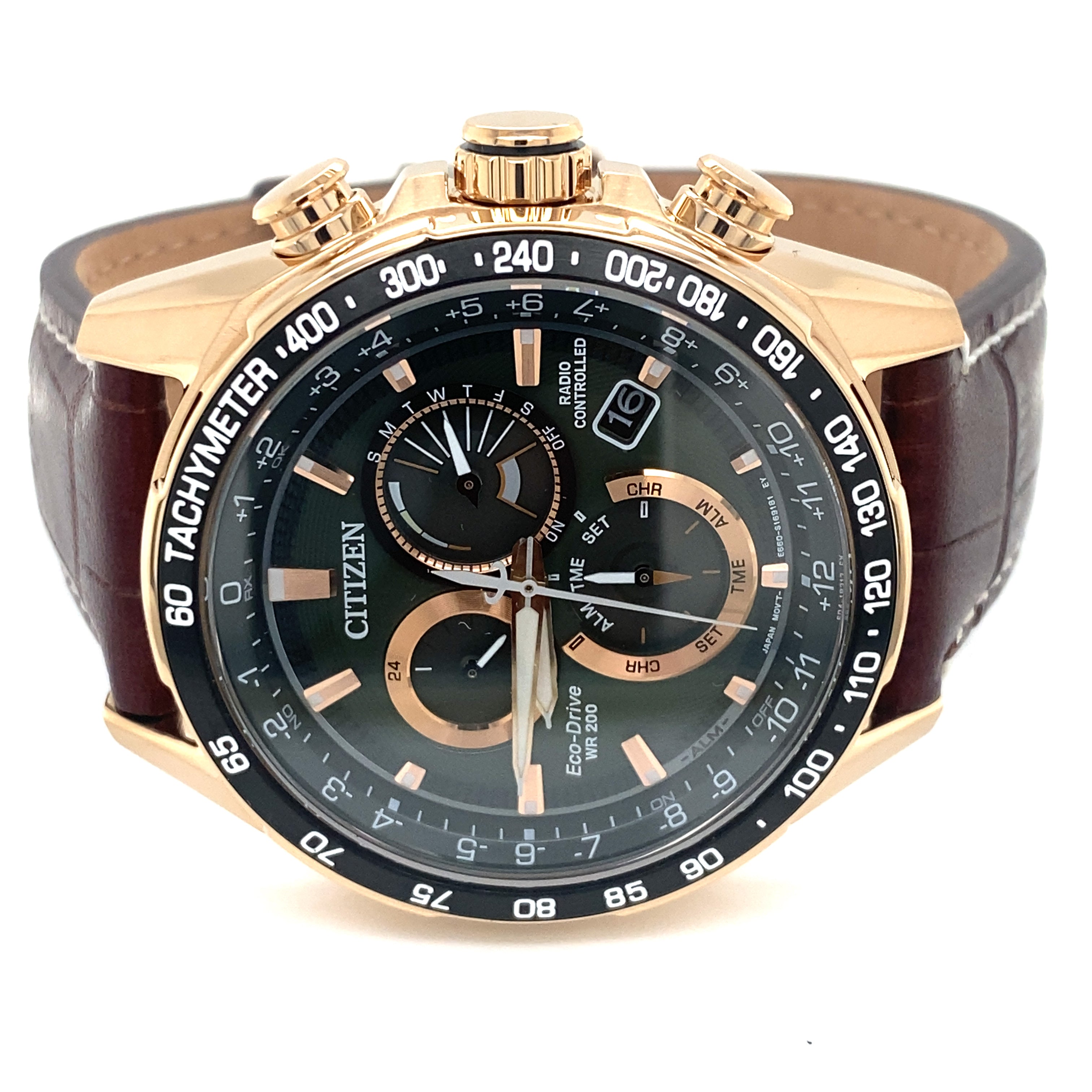 Citizen PCAT Eco-Drive Rose Plated Steel 43mm Watch, CB5919-00X