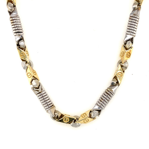 14k Two Tone Gold Fancy Men's Chain Necklace